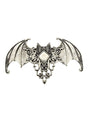Antiker silberner gotischer Fledermaus-Haarklammer mit Filigran und Diamantakzent