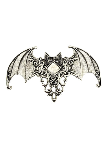 Antike silberfarbene victorian bat haarnadel mit filigraner gothischer fledermaus und diamantbesatz
