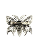 Silberne gotische Filigran-Schmetterlings-Haarspange mit Spitzenflügeln und strukturiertem Körper