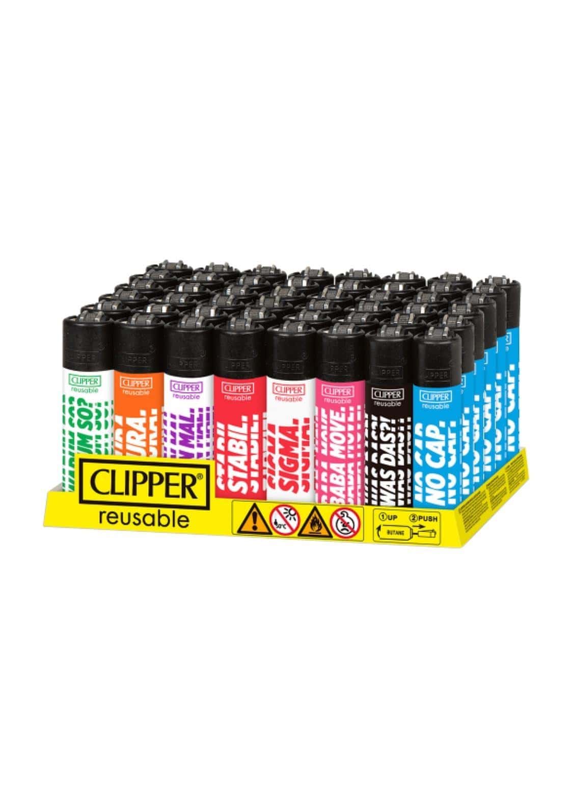 Ein vibrant buntes warun so clipper wiederbefüllbares feuerzeug mit schwarzer oberkappe ideal für gothic horror dark fashion fans