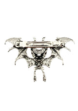 Silberner gotischer Metall-Bat-Brooch mit Totenkopf-Zentrum