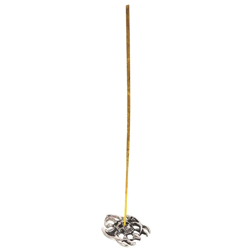 Silberfarbener räucherstäbchenhalter mit filigranem blumenmuster und goldenem stäbchen für werewolf poison incense sticks