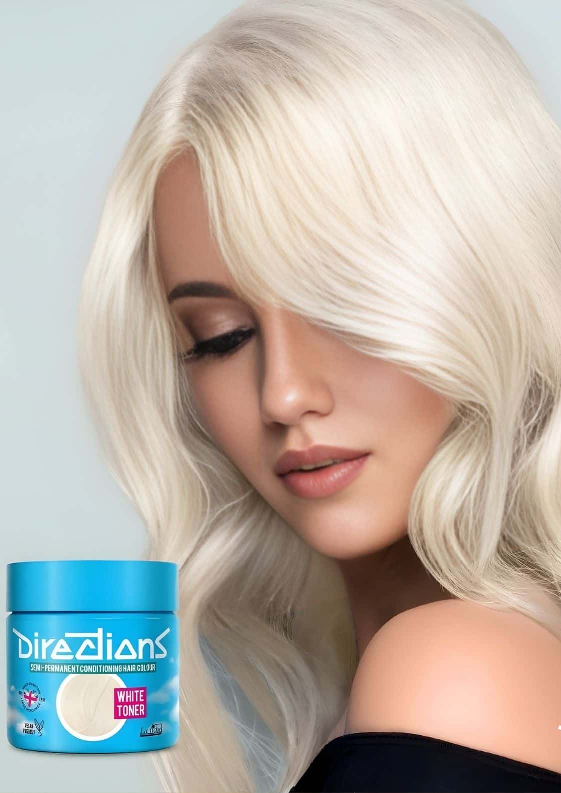 Ein lebendiges blaues glas direzions weißer toner 100ml zur neutralisierung von gelbstich bei blondiertem haar