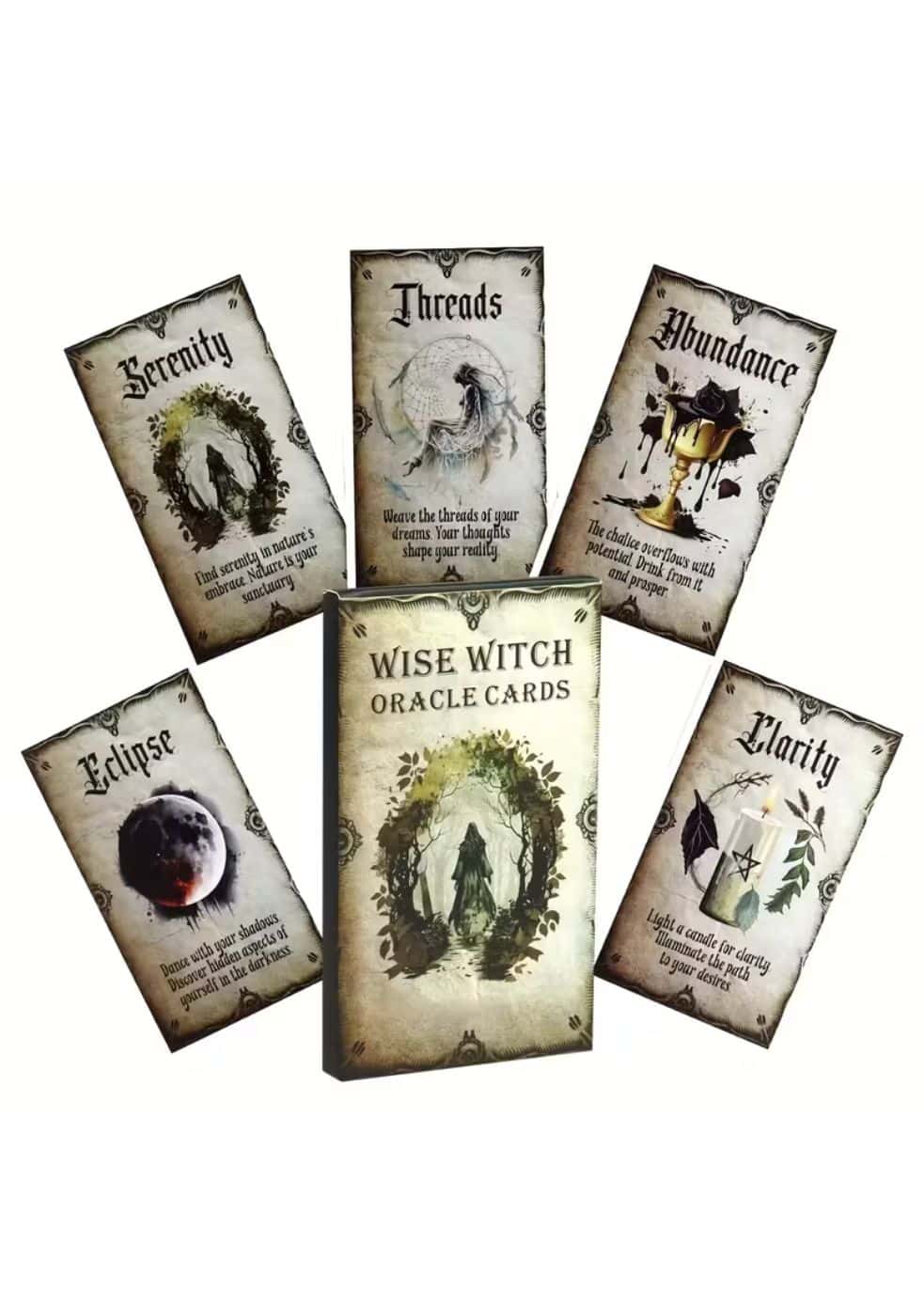 Wise hexe oracle cards mit illustrationen und themen wie stille fäden und fülle von lizenzierte bekleidung ltd