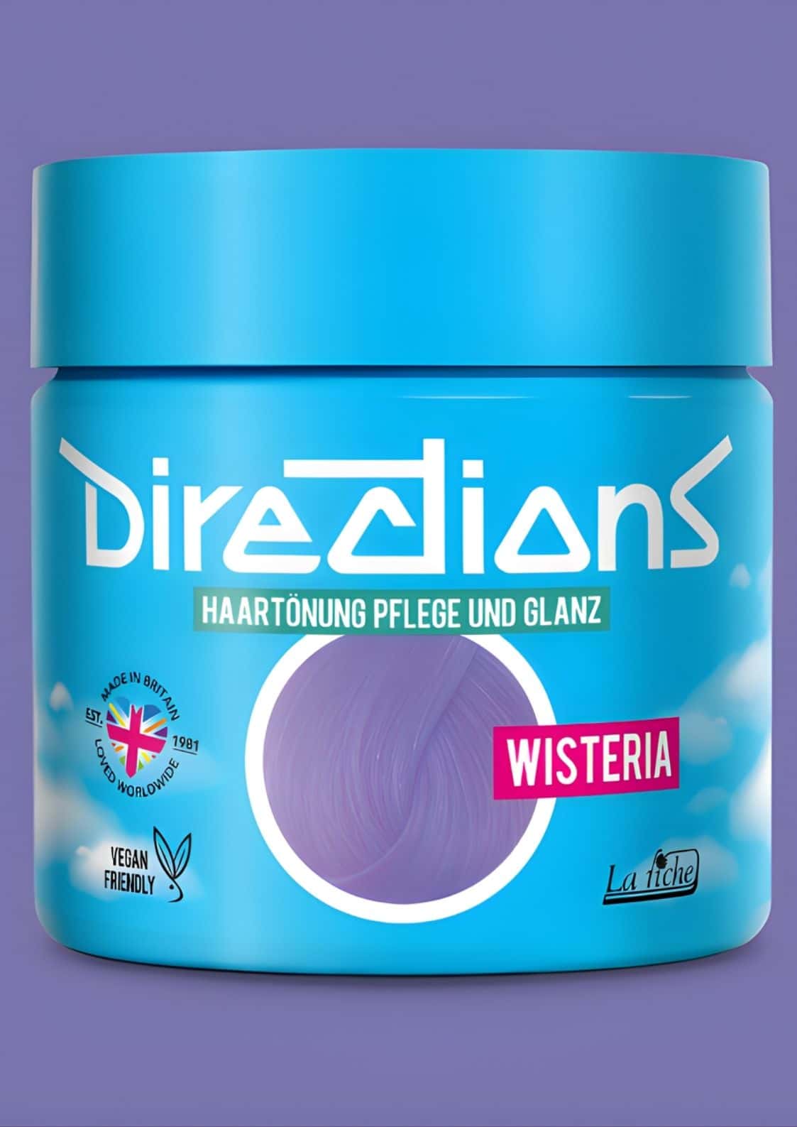 Vibrante blaue zylindrische wisteria directions 100ml haartönung mit lavendelfarbenem fenster für semipermanente farbe