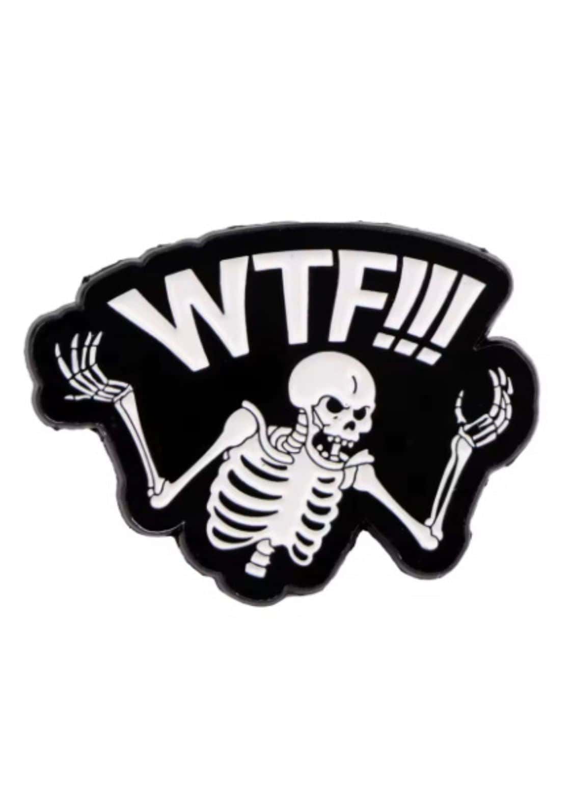 Schwarzer und weißer skelett patch pin in gothic horror stil für outfit und accessoires