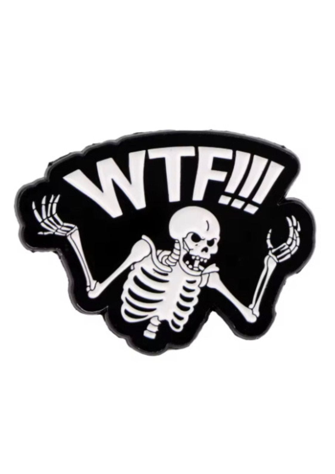 Schwarzer und weißer Skelettaufnäher.